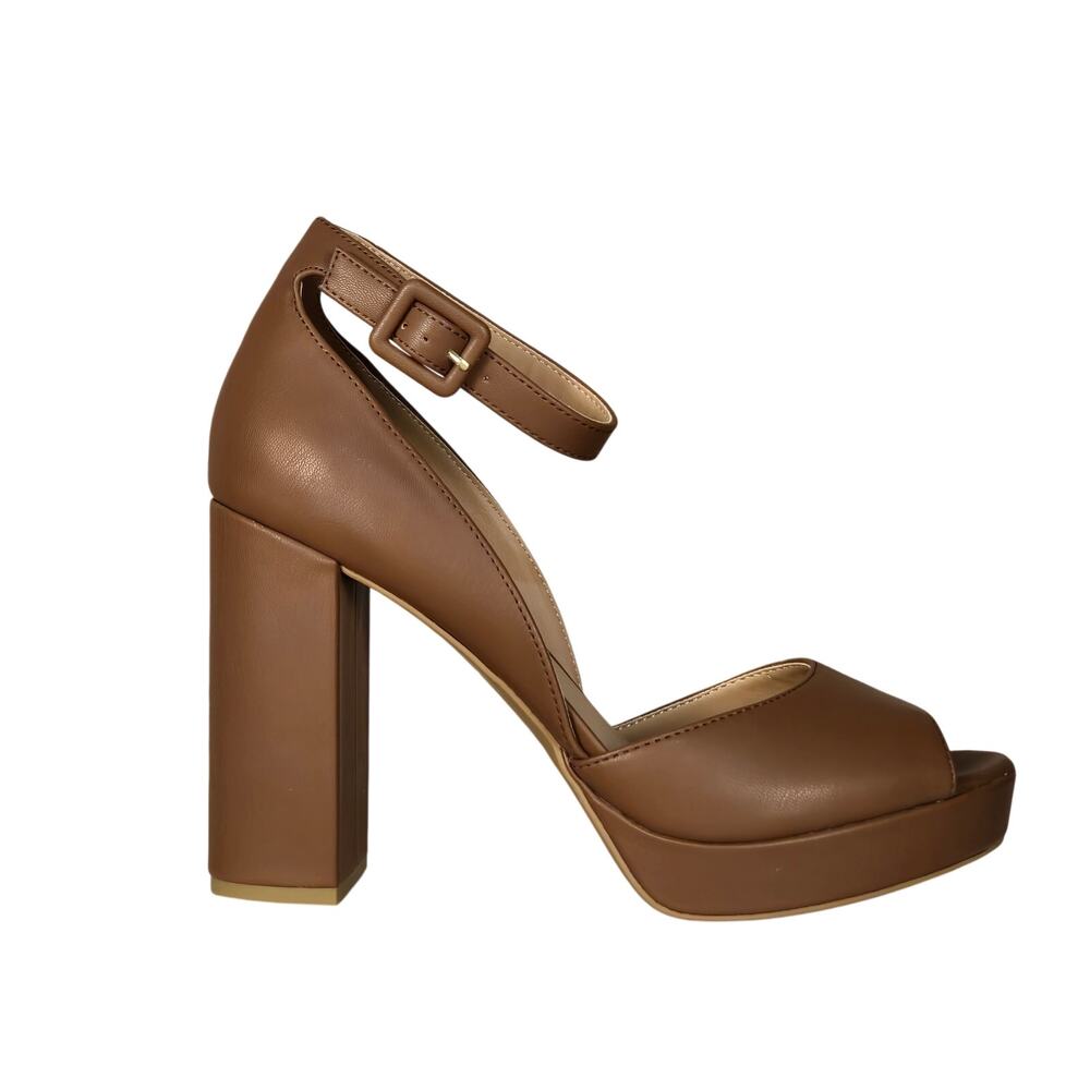 Sun and Stone Reemaa Women's Ankle Strap Chocolate Block Heels 10.5 NWB